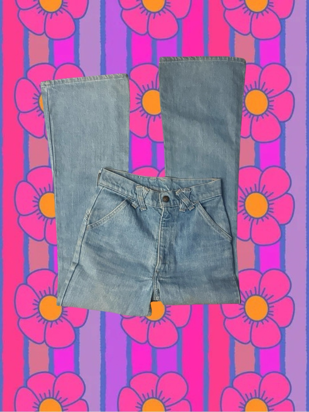 Vintage Light Blue Kids Flared-Leg Jeans